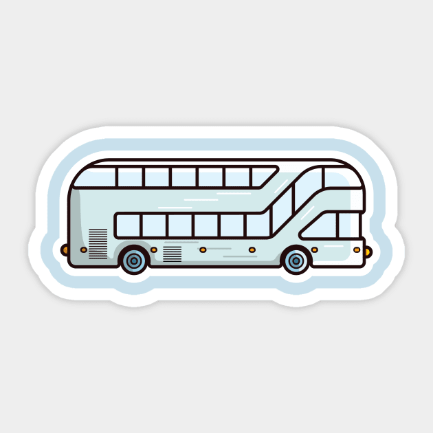 Double Decker Bus vector illustration. Bus transportation icon concept. Modern london double decker bus side view flat vector design with shadow isolated on pink background. Sticker by AlviStudio